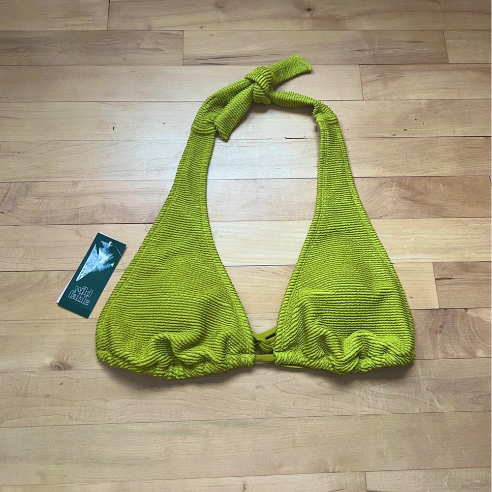 Lime Green Textured Bikini Top